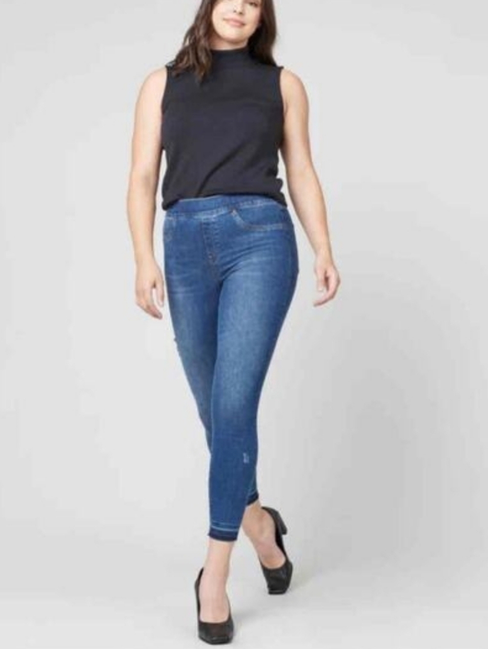 SPANX Distressed Pull On Raw Hem Skinny Ankle Stretch Jeans Size 2X